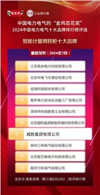 喜訊 | 威勝集團榮獲2024中國電力電氣“智能計量周轉(zhuǎn)柜十大品牌”榮譽